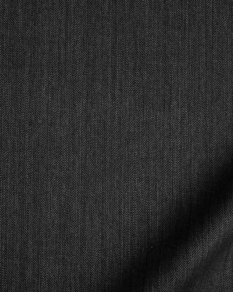 Performance-Chino: Graues Fischgrätenmuster