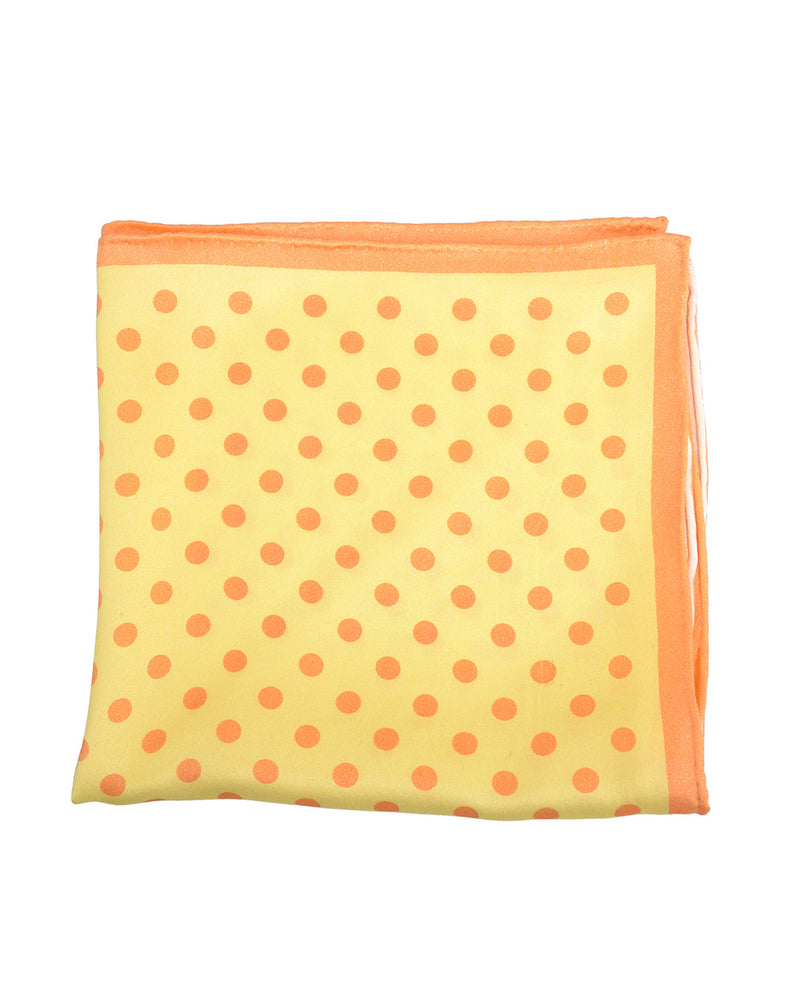 Pochette de costume - Gros pois orange sur fond jaune