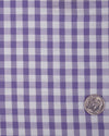 Violett-weißer Gingham-Karo-Seersucker
