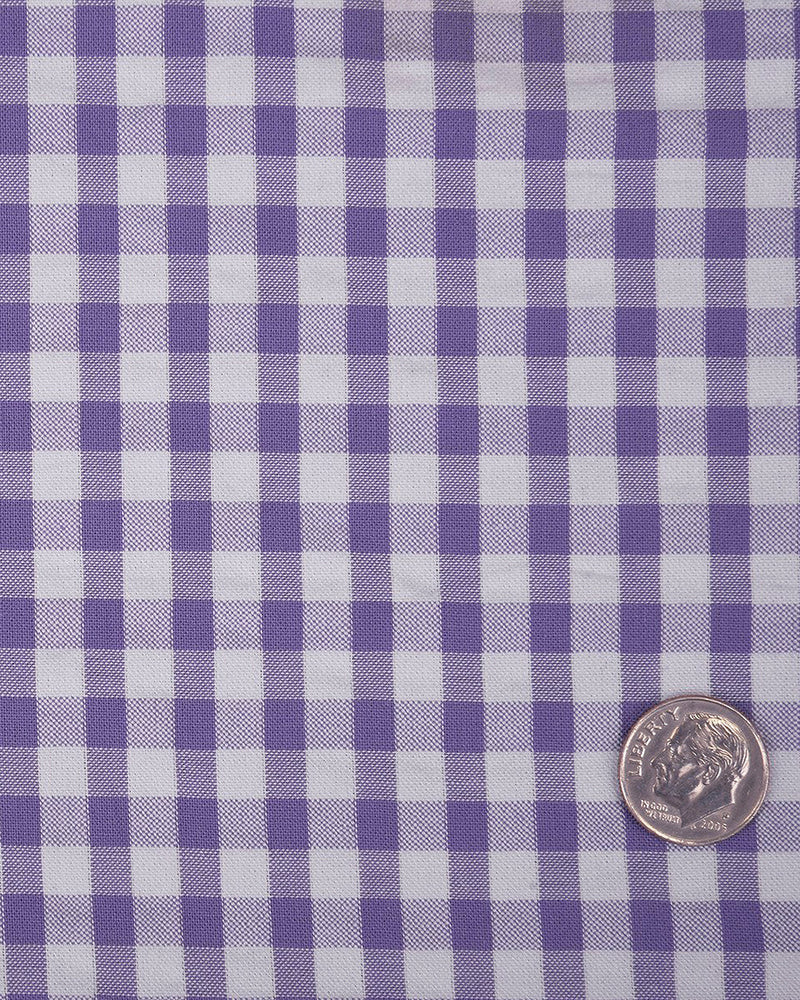 Violett-weißer Gingham-Karo-Seersucker