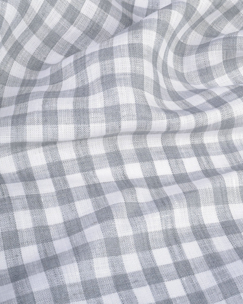 Albini Linen: Grey White Gingham