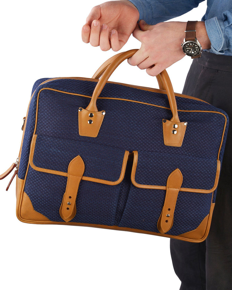 Sac de bureau Luxire Portfolio en cuir et Sashiko