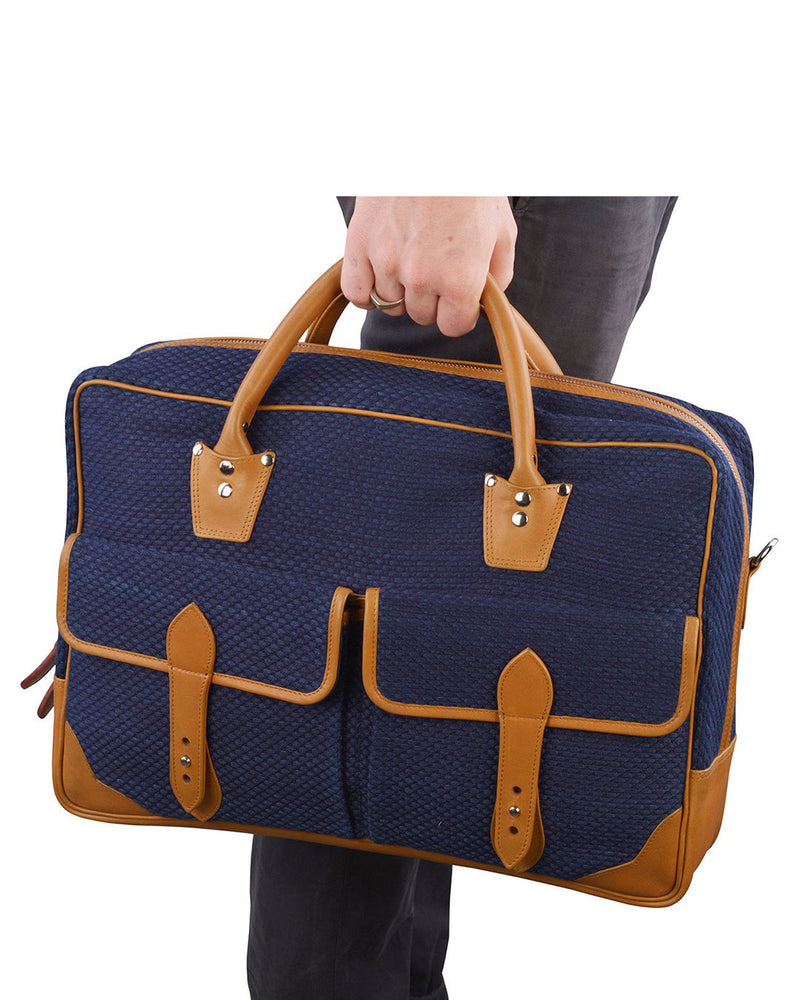 Sac de bureau Luxire Portfolio en cuir et Sashiko