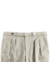 Pleated Ivory Cotton Twill Dress Pant