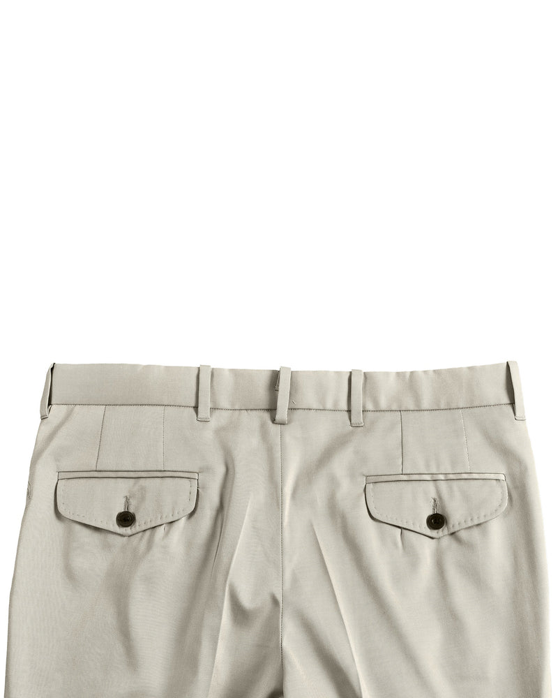 Pleated Ivory Cotton Twill Dress Pant
