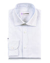 Brembana Blue Hairline Stripes on White