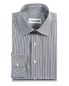 Brembana White Black Hairline Stripes Shirt