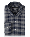 Tattersall-Twill-Karos in Grau und Marineblau