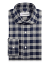 Flanelle à carreaux vichy gris argenté et marine