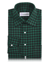 Chemise en flanelle à carreaux vichy verts et noirs