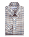 Braun-blaues Tattersall-Karo-Twill-Flanell-Arbeitshemd