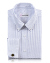 Druck: Blaue Blume auf weißem bedrucktem Hemd