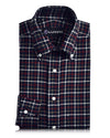 Tattersall-Flanell-Arbeitshemd in Rotbronze, Marineblau