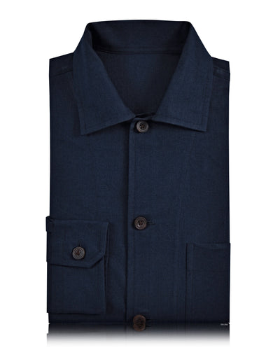 Fresco Cotton Ink Blue Shirt Jacket