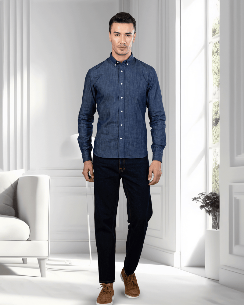 Chemise en jean bleu foncé 