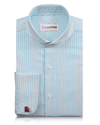 Ferozi Blue on White University Stripes Wrinkle Resistant Oxford Shirt