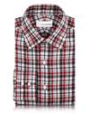 Rotes schwarzes weißes Madras-Leinen