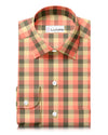 Arbeitshemd aus orange-oliv-braunem Twill-Flanell mit Fensterscheibe