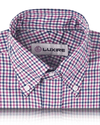 Pinpoint Oxford Blue Pink Tartan Checks