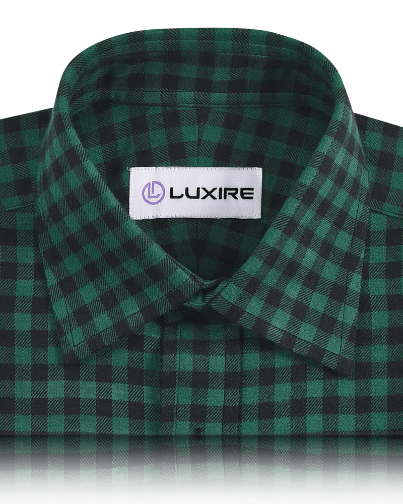 Chemise en flanelle à carreaux vichy verts et noirs