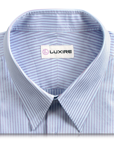 Pink Blue Satin Stripes on Pale Blue Shirt