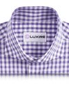 Violett-weißer Gingham-Karo-Seersucker