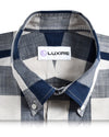 Dark Blue Cream Large Gingham Checks