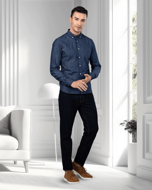 Fade Washed Dark Indigo Jeans