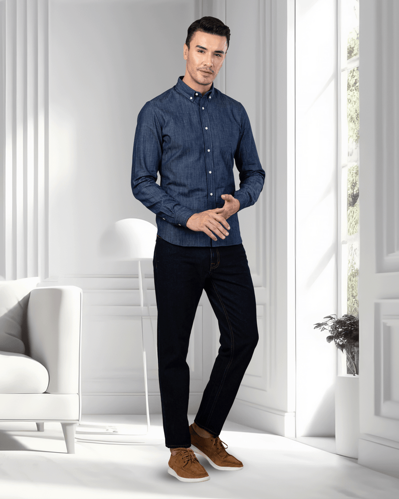 Chemise en jean bleu foncé 