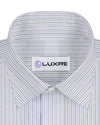 Alumo Light Grey And Purple Thin Navy Stripes