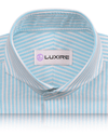 Ferozi Blue on White University Stripes Wrinkle Resistant Oxford Shirt