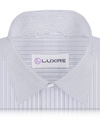 Linen: Ink Blue White Hairline Stripes