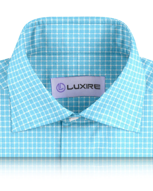 Leinen: Teal Blue Graph Checks