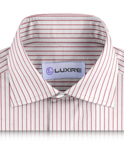 Pullover Shirt in White Red Pin Stripes Linen