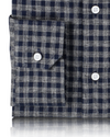 Tattersall-Twill-Karos in Grau und Marineblau