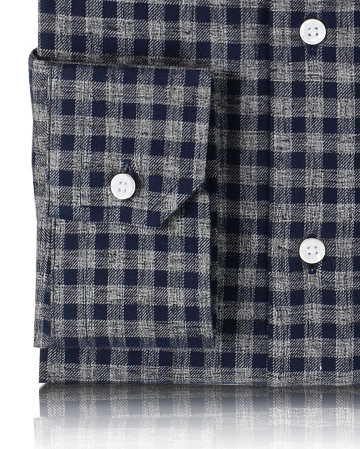 Tattersall-Twill-Karos in Grau und Marineblau