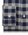 Flanelle à carreaux vichy gris argenté et marine