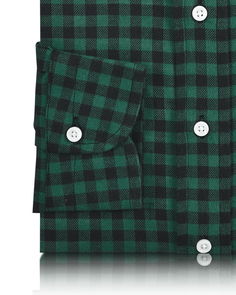 Chemise en flanelle à carreaux vichy verts et noirs