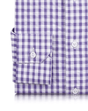 Violett-weißer Gingham-Karo-Seersucker