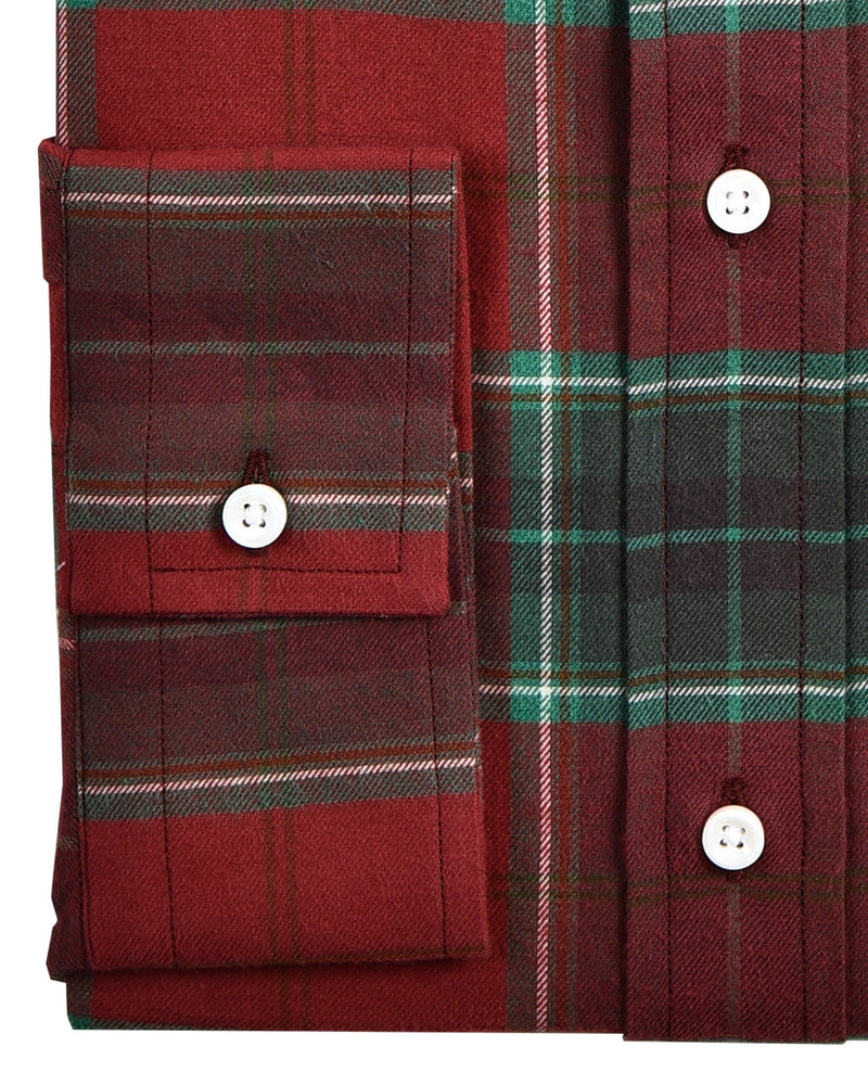 Sergé brossé - Tartan rouge et vert