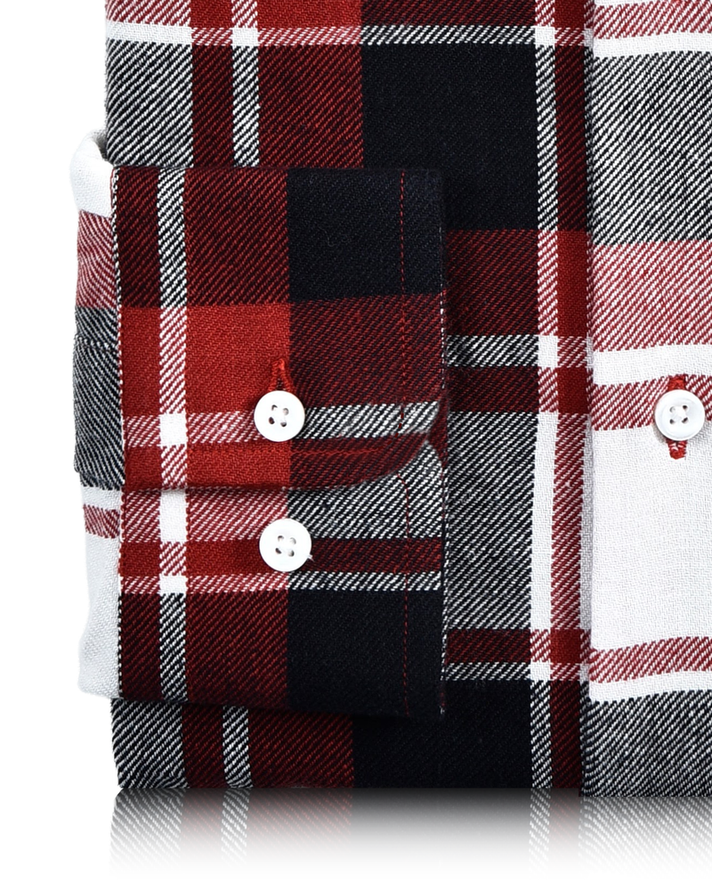 Mutiges Twill-Rot-Schwarz-Karos auf Weiß