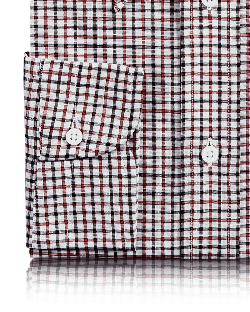 Klassische rote schwarze Mini-Gingham-Karos auf Weiß