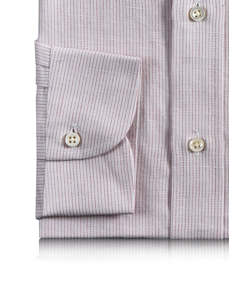 Cotton Linen: Light Pink Stripes On White