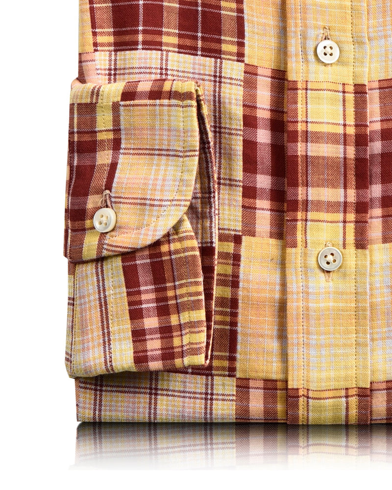 Été doux et lumineux : Écusson Madras rouge et jaune