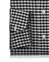 Dunkelblaues, ecrufarbenes Gingham-Hemd