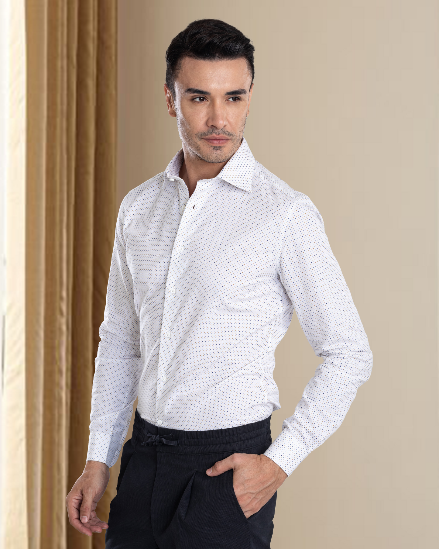 Charcoal Grey Birds Eye Drawstring Pant