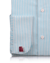 Ferozi Blue on White University Stripes Wrinkle Resistant Oxford Shirt