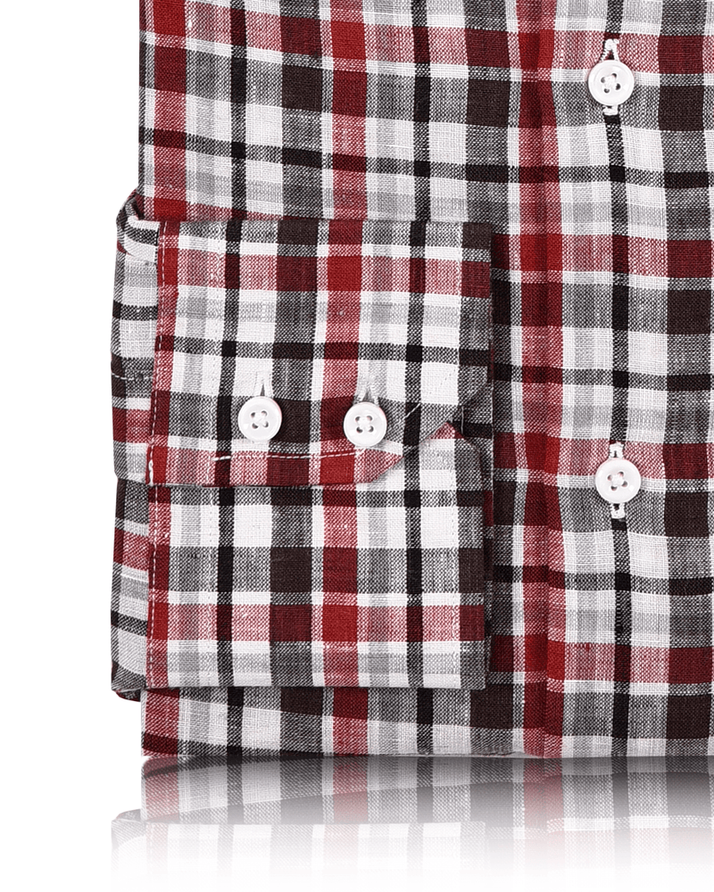 Rotes schwarzes weißes Madras-Leinen