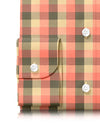 Arbeitshemd aus orange-oliv-braunem Twill-Flanell mit Fensterscheibe