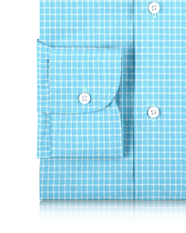 Leinen: Teal Blue Graph Checks